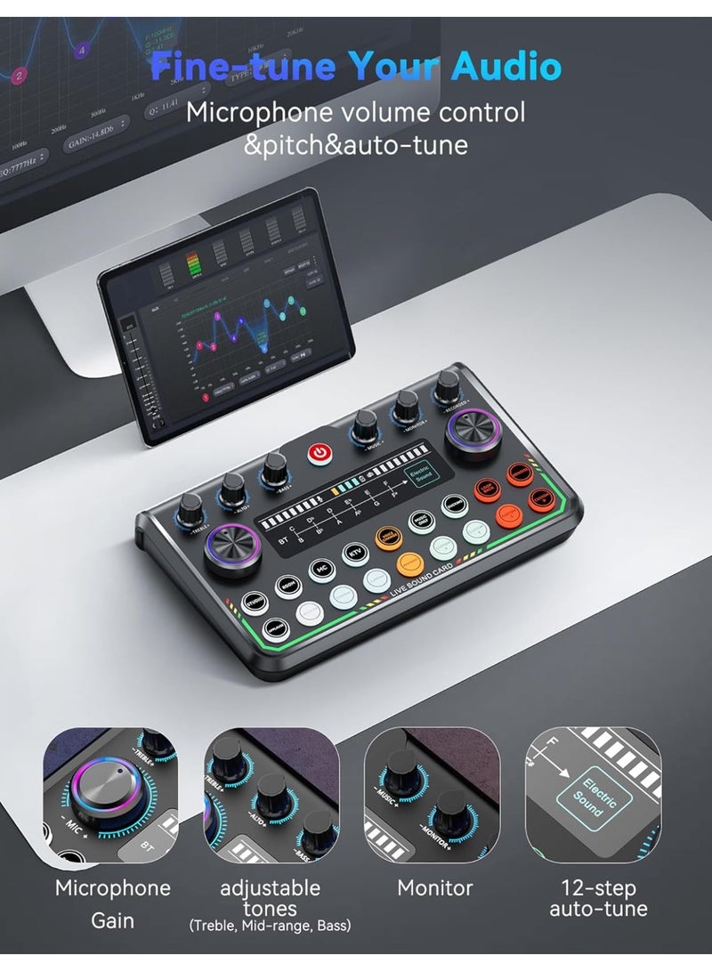 SINWE Professional P99 Sound Card Podcast Equipment Pack, Sinwe Audio Interface, All-in-One Podcast Production Studio with 3.5mm Microphone, Perfect for Live Streaming, Gaming, Singing, YouTube - Image 4